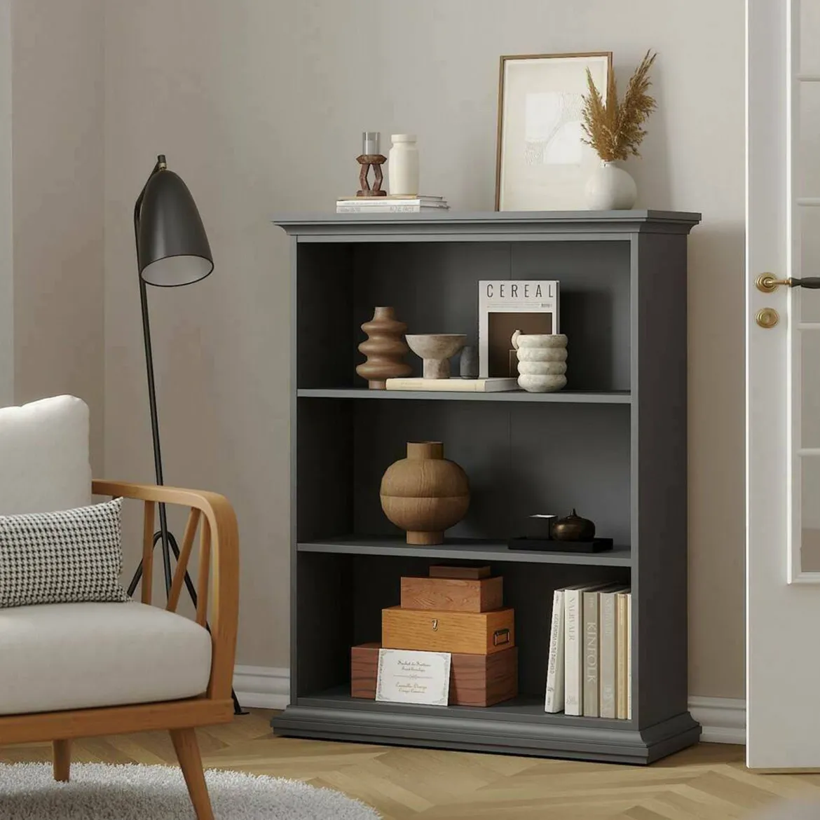 Libreria 5 ripiani grigia 96x125h cm - Liguria