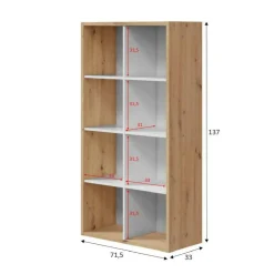 Libreria 6 ripiani legno e bianca 71x137h cm - Alliers