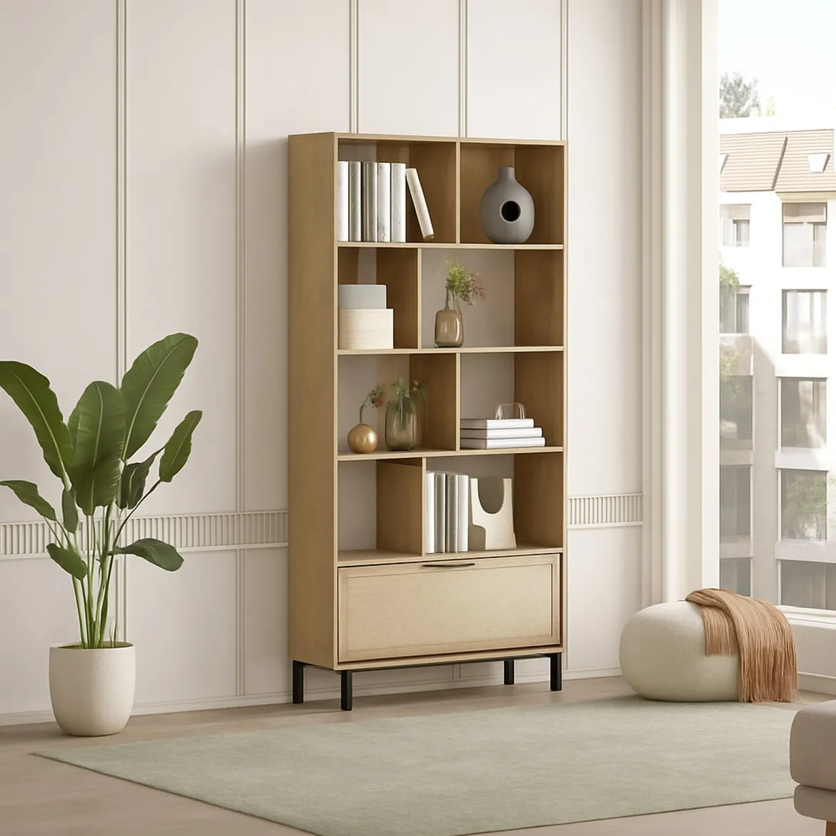 Libreria 3 ripiani noce e quercia 83x175h cm - Gerusalem