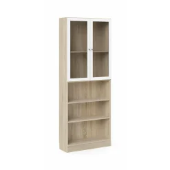 Libreria 3 ripiani quercia e bianca 79x203h cm - Chedeng