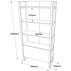 Libreria 4 ripiani quercia 90x180h cm - Georges
