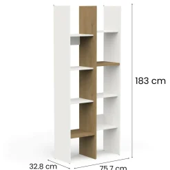 Libreria 8 ripiani rovere e bianca 75x183h cm - Badia