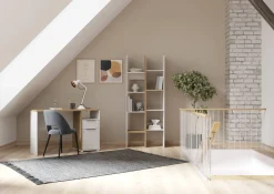 Libreria 8 ripiani rovere e bianca 75x183h cm - Badia