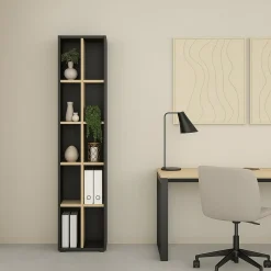 Libreria 4 ripiani rovere e grigia 40x204h cm - Erevan