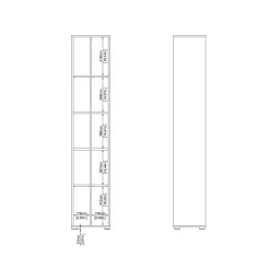 Libreria 4 ripiani rovere e grigia 40x204h cm - Erevan