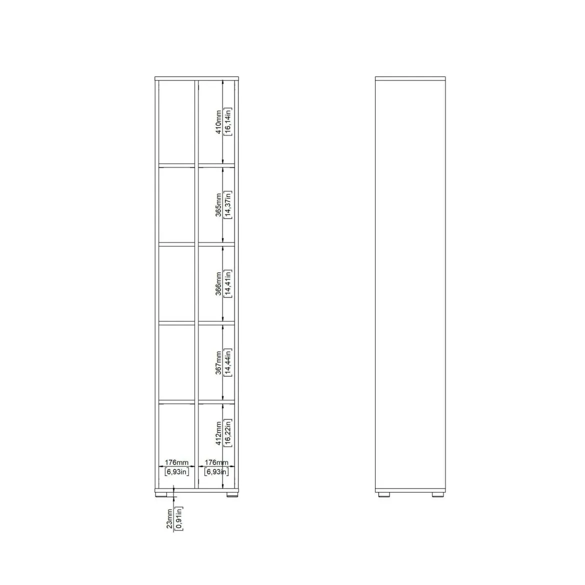 Libreria 4 ripiani rovere e grigia 40x204h cm - Erevan