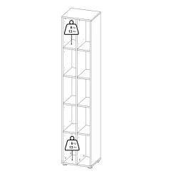 Libreria 4 ripiani rovere e grigia 40x204h cm - Erevan