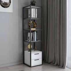 Libreria salvaspazio bianca e nera 39x169h cm - Arsim