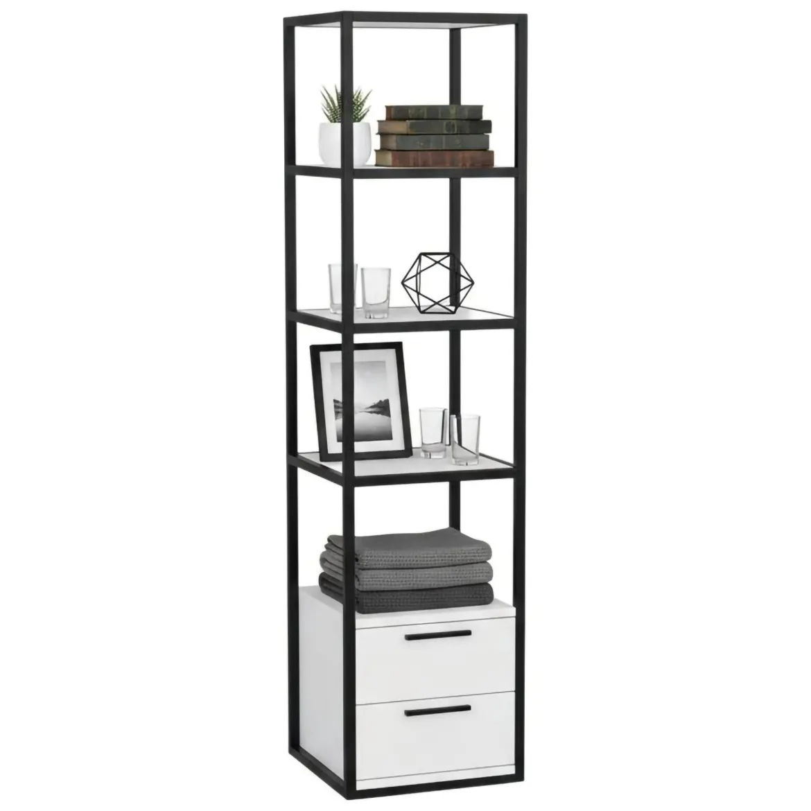 Libreria salvaspazio bianca e nera 39x169h cm - Arsim