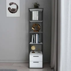 Libreria salvaspazio bianca e nera 39x169h cm - Arsim