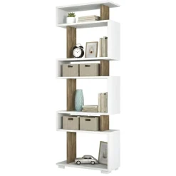 Libreria salvaspazio bianca e noce 60x165h cm - Doralice