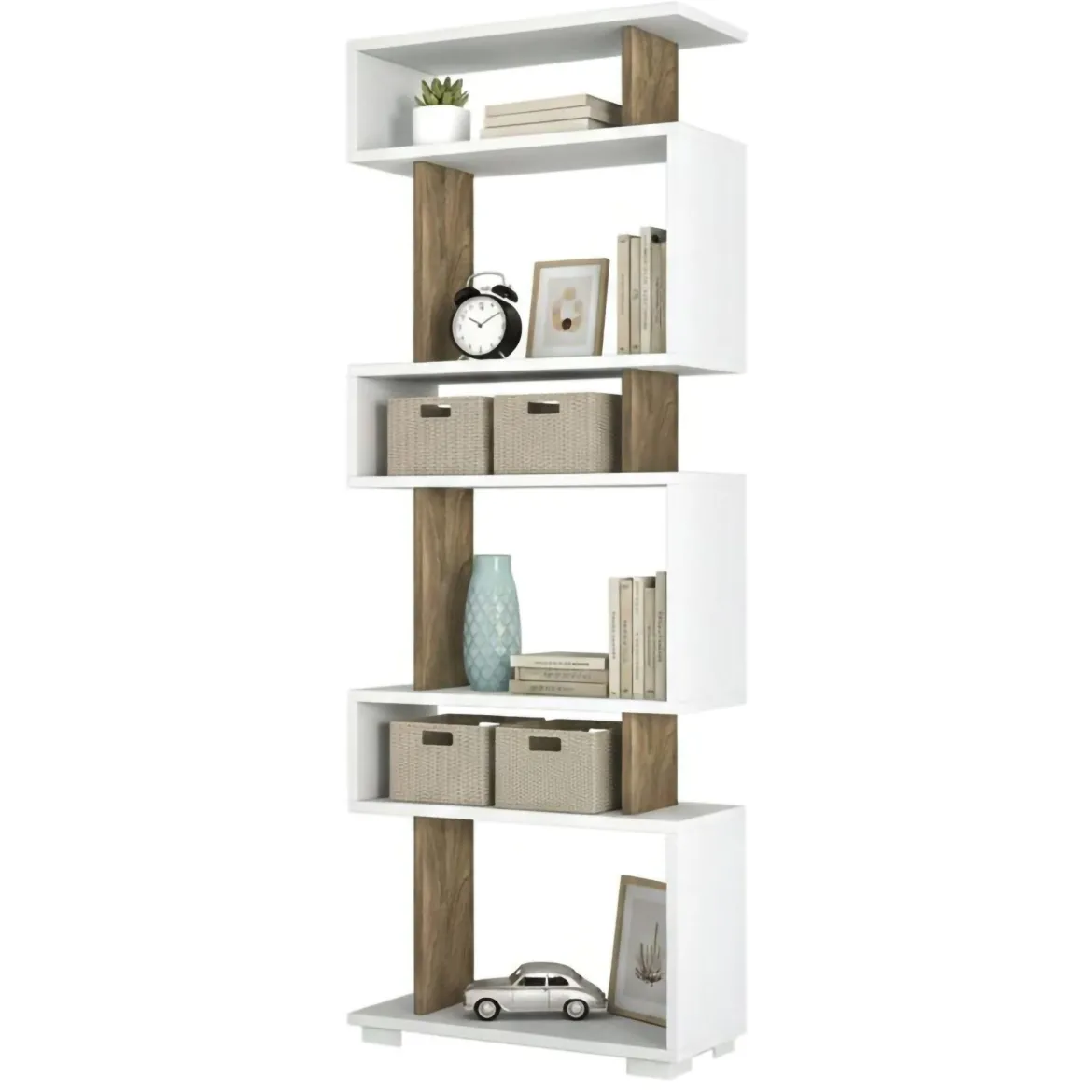 Libreria salvaspazio bianca e oro 45x180h cm - Giraffa