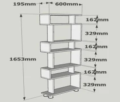 Libreria salvaspazio bianca e oro 45x180h cm - Giraffa