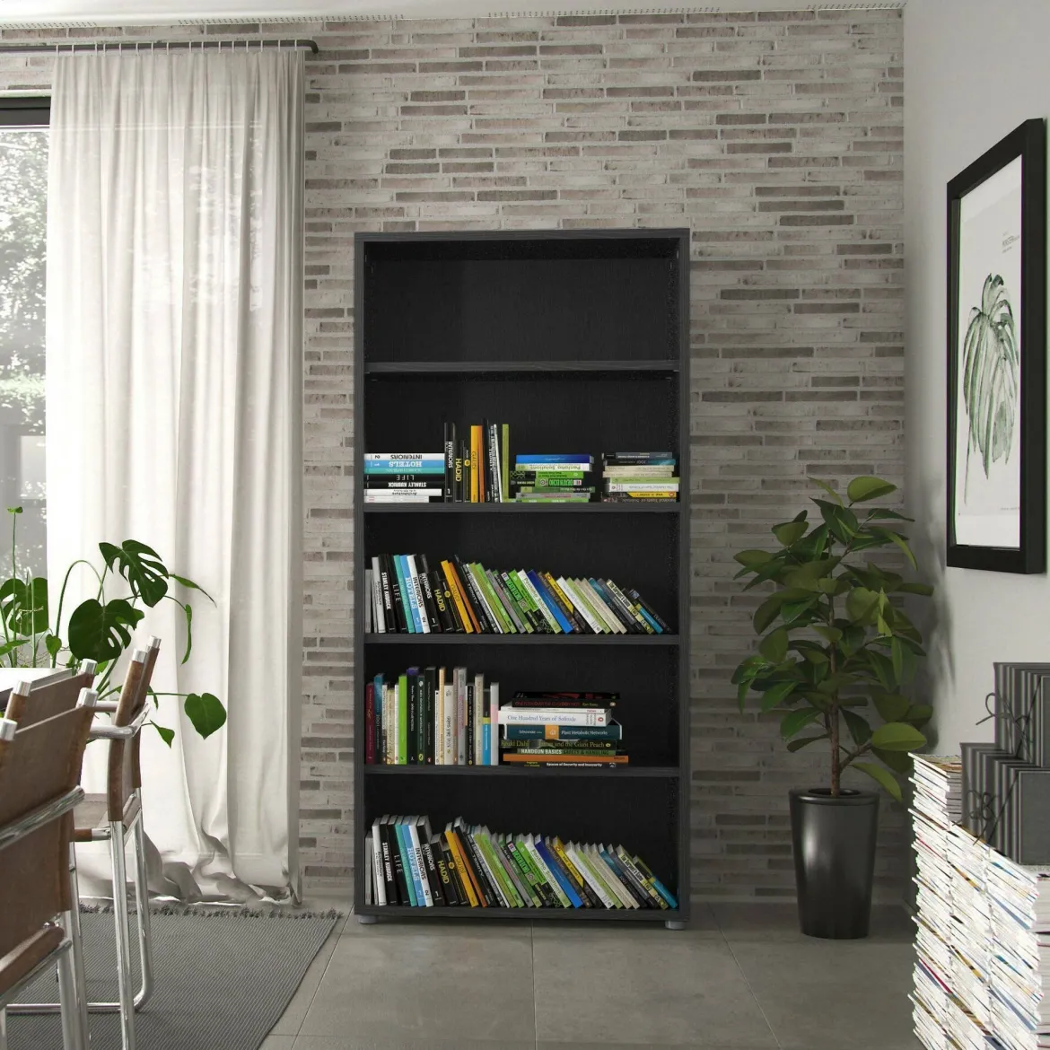 Libreria salvaspazio nera 89x186h cm - Apice