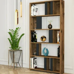 Libreria salvaspazio noce e antracite 90x180h cm - Scapolita