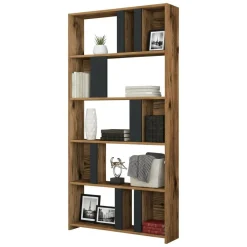 Libreria salvaspazio noce e antracite 90x180h cm - Scapolita