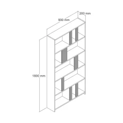 Libreria salvaspazio noce e antracite 90x180h cm - Scapolita