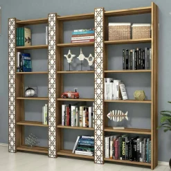 Libreria salvaspazio noce e bianca 184x170h cm - Vele