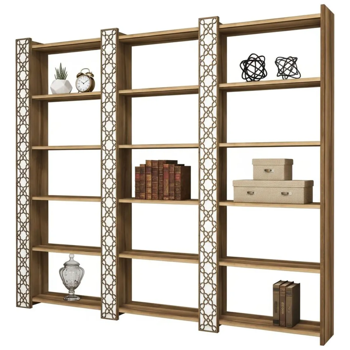 Libreria salvaspazio noce e bianca 64x170h cm - Vele