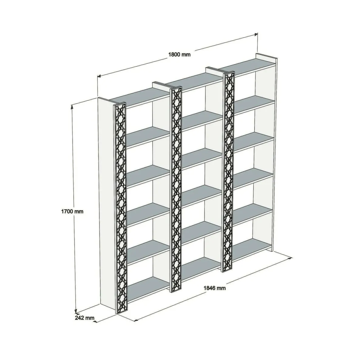 Libreria salvaspazio noce e bianca 64x170h cm - Vele