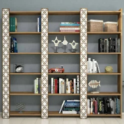 Libreria salvaspazio noce e bianca 64x170h cm - Vele