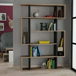 Libreria salvaspazio quercia e antracite 110x161h cm - Agamermis