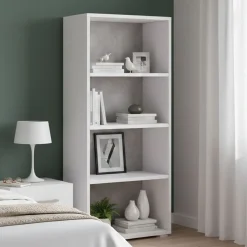 Libreria verticale bianca e cemento 60x130h cm - Aky