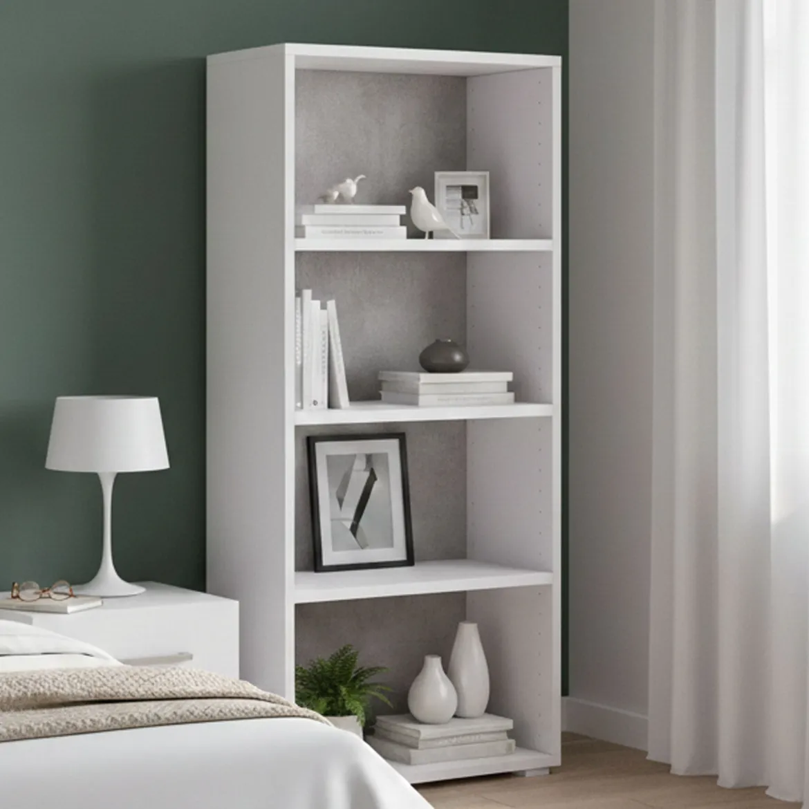 Libreria verticale bianca e cemento 60x195h cm - Allevien