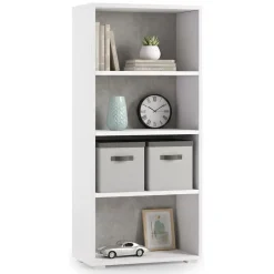 Libreria verticale bianca e cemento 60x195h cm - Allevien