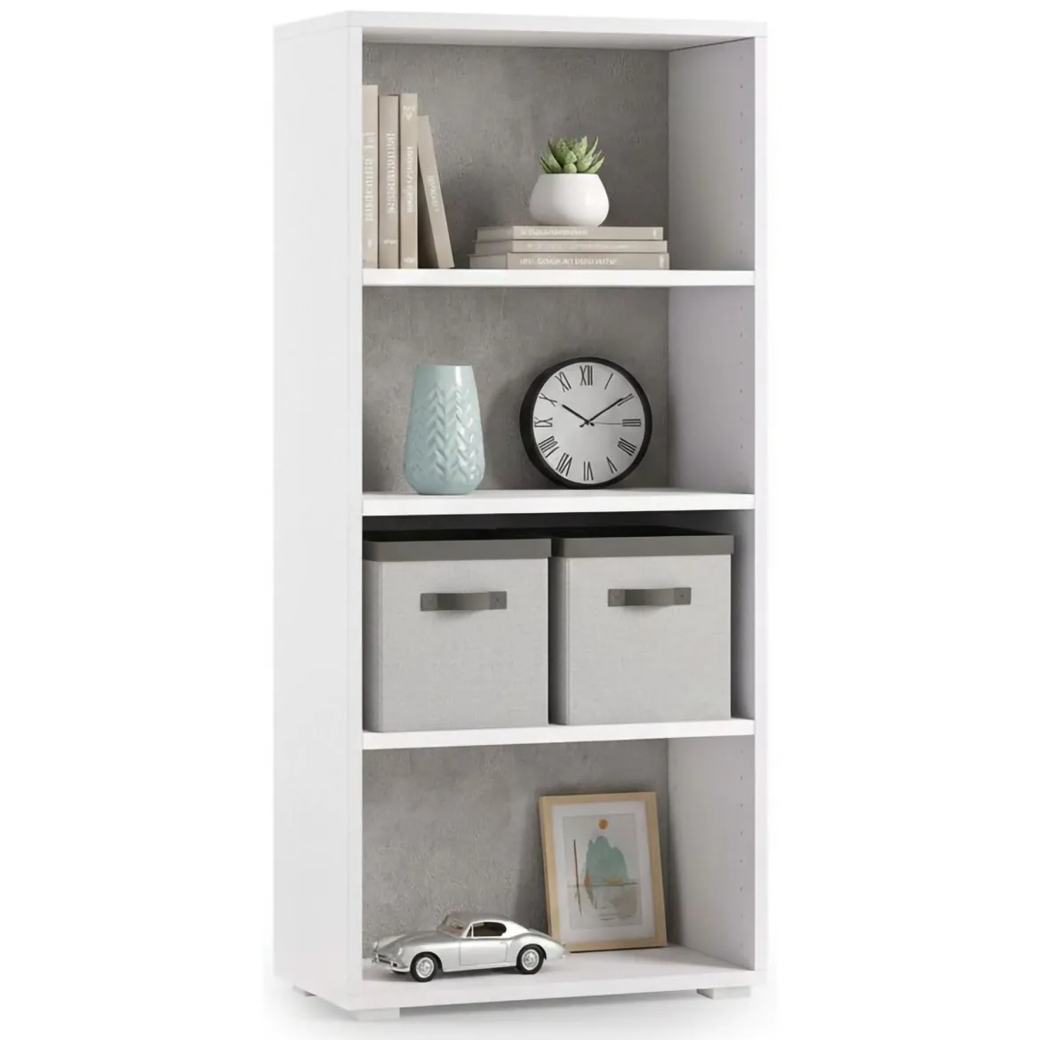 Libreria verticale bianca e cemento 60x195h cm - Allevien