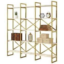 Libreria verticale bianca e oro 170x175h cm - Gauro