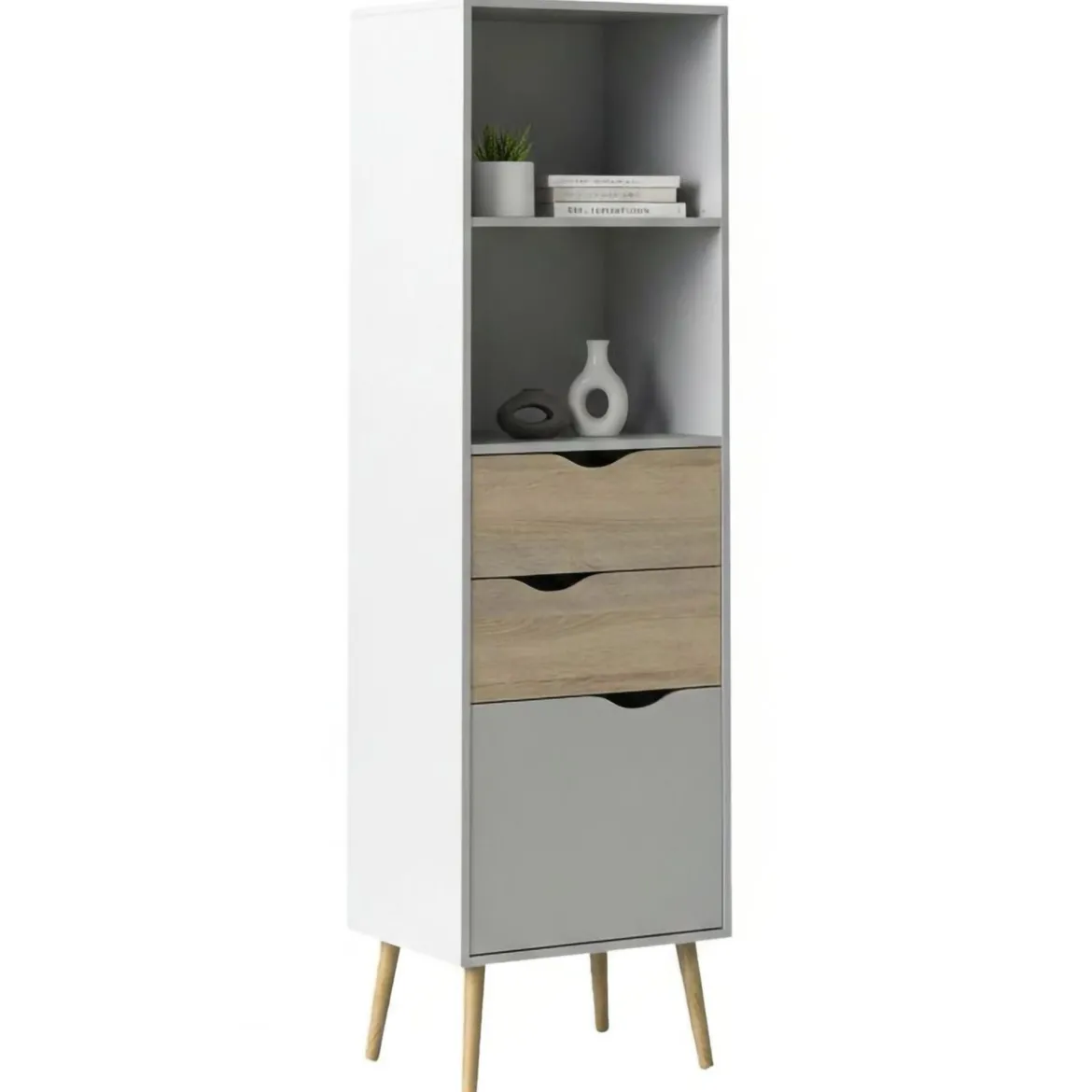 Libreria verticale bianca e quercia 50x171h cm - Assesor