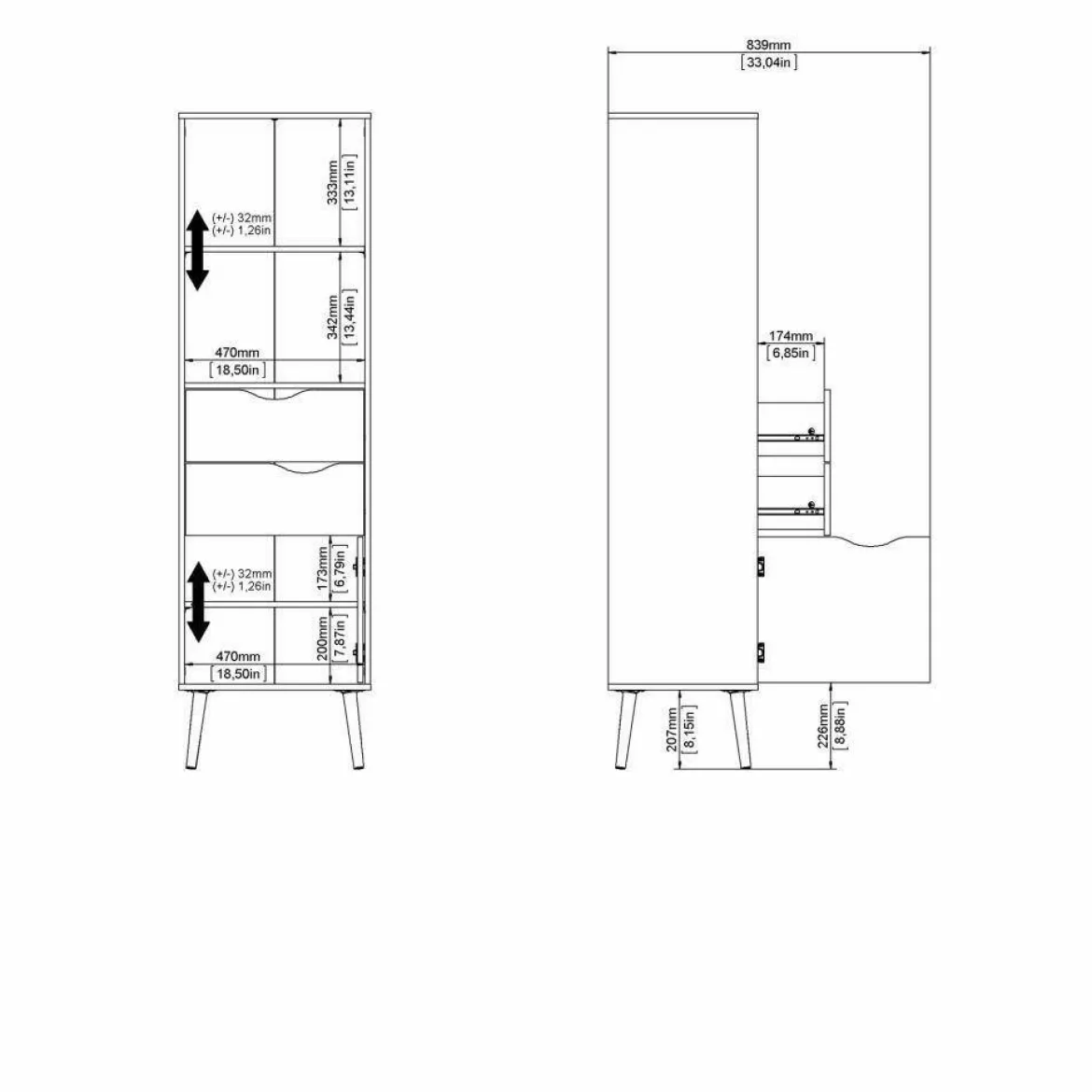 Libreria verticale bianca e quercia 50x171h cm - Assesor