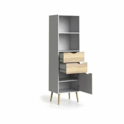 Libreria verticale bianca e quercia 50x171h cm - Assesor