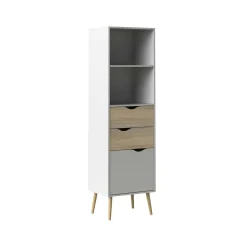 Libreria verticale bianca e quercia 50x171h cm - Assesor