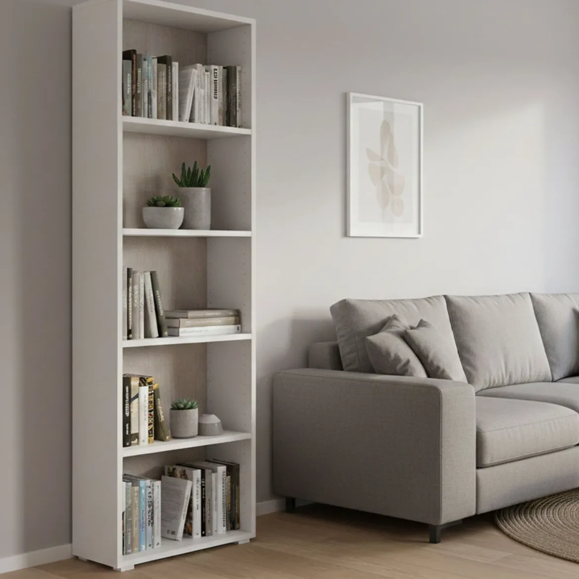 Libreria verticale bianca e rovere 60x195h cm - Allevien
