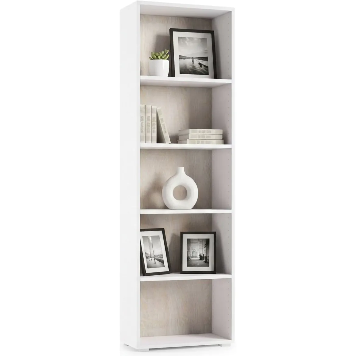 Libreria verticale bianca e rovere 60x195h cm - Allevien