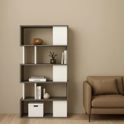 Libreria verticale cemento e bianca 80x173h cm - Arg