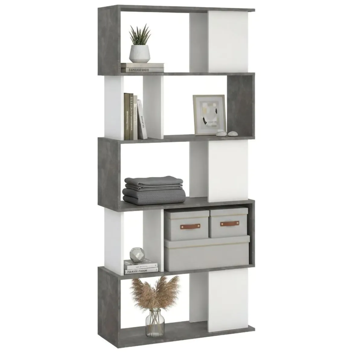 Libreria verticale cemento e bianca 80x173h cm - Arg