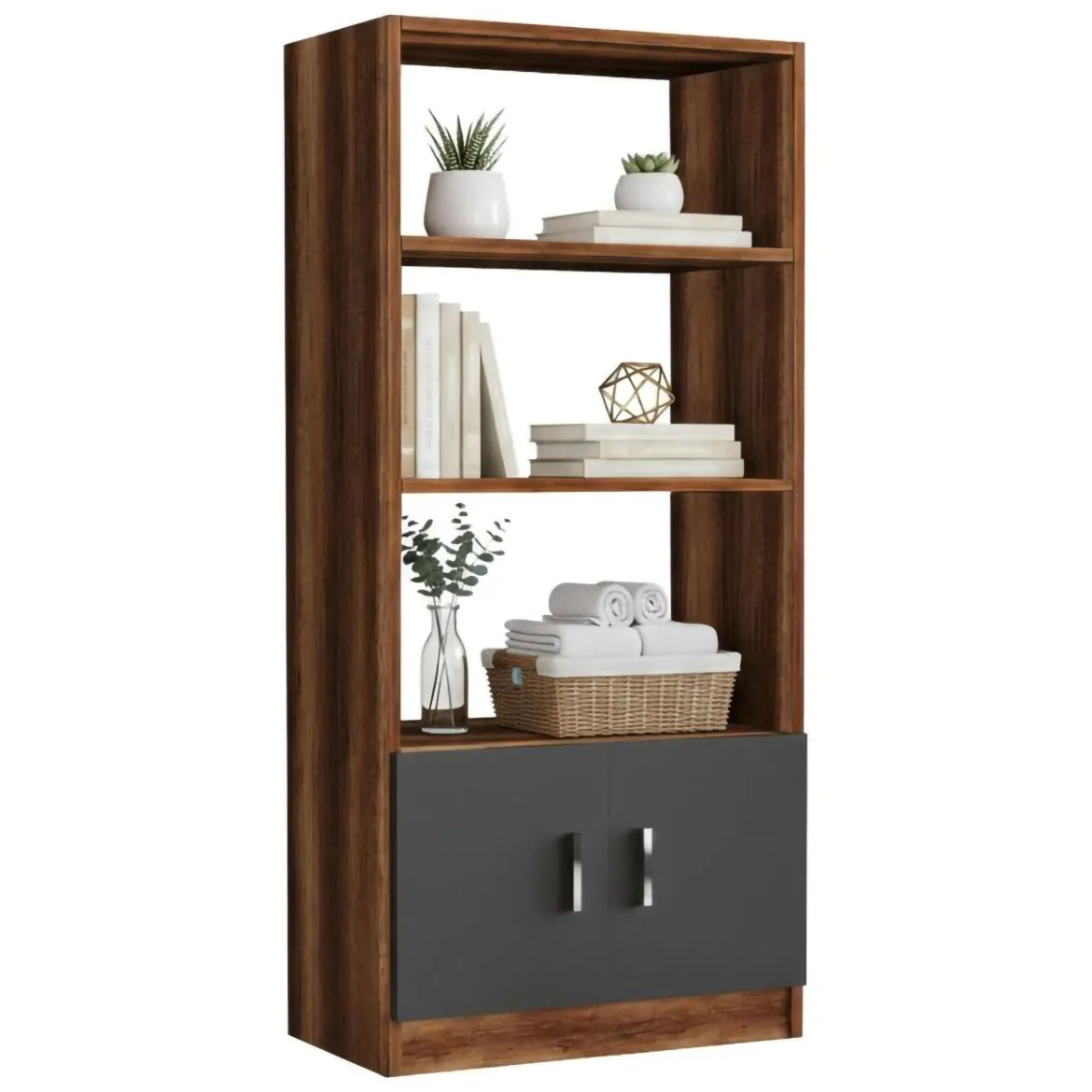 Libreria verticale noce e antracite 63x140h cm - Patty