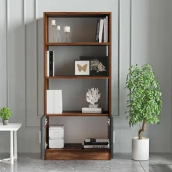 Libreria verticale noce e antracite 63x140h cm - Patty