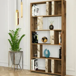 Libreria verticale noce e bianca marmo 90x180h cm - Scapolita