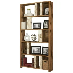 Libreria verticale noce e bianca marmo 90x180h cm - Scapolita