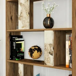 Libreria verticale noce e bianca marmo 90x180h cm - Scapolita