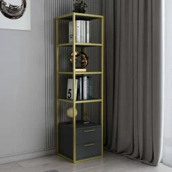 Libreria verticale oro e antracite 39x169h cm - Arsim