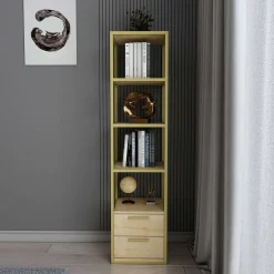 Libreria verticale oro e quercia 39x169h cm - Arsim
