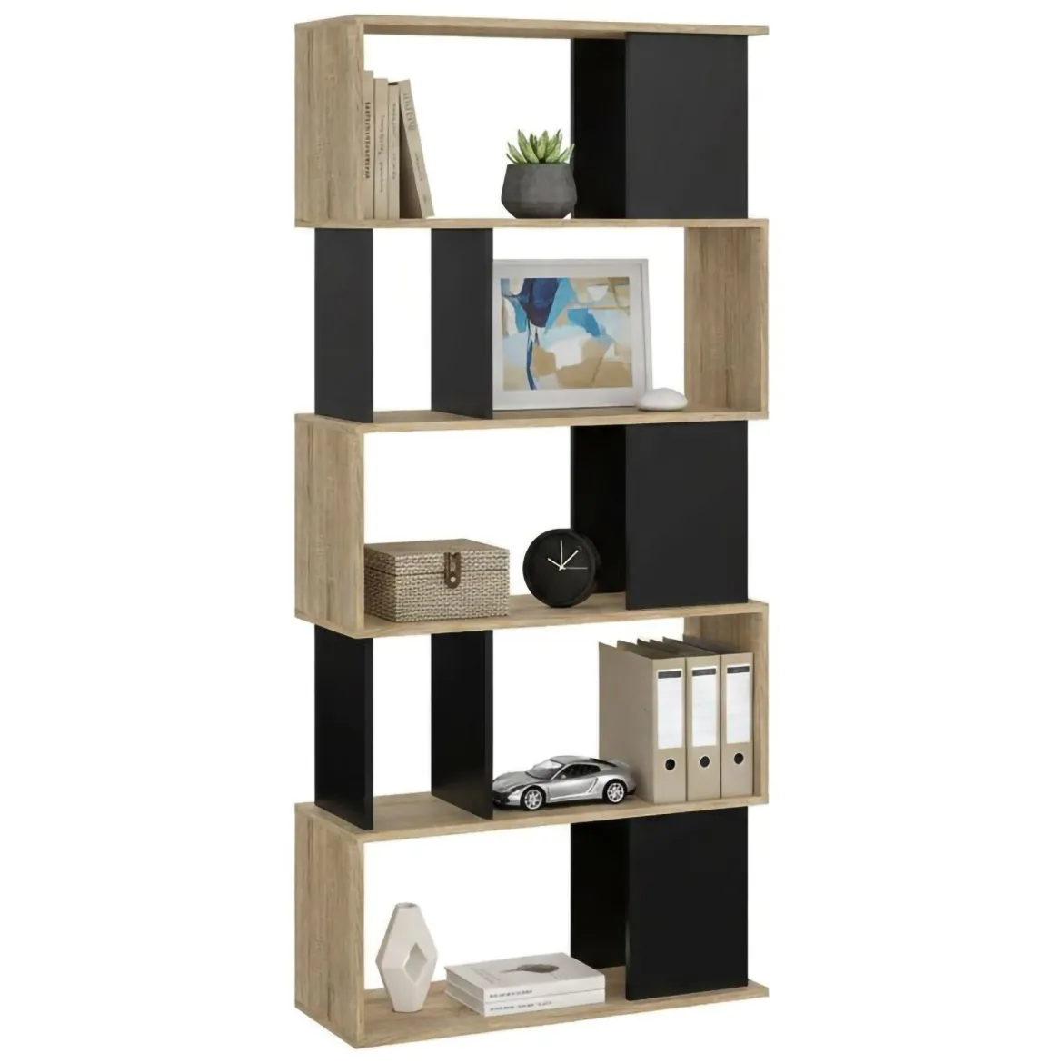 Libreria verticale quercia e nera 80x173h cm - Arg