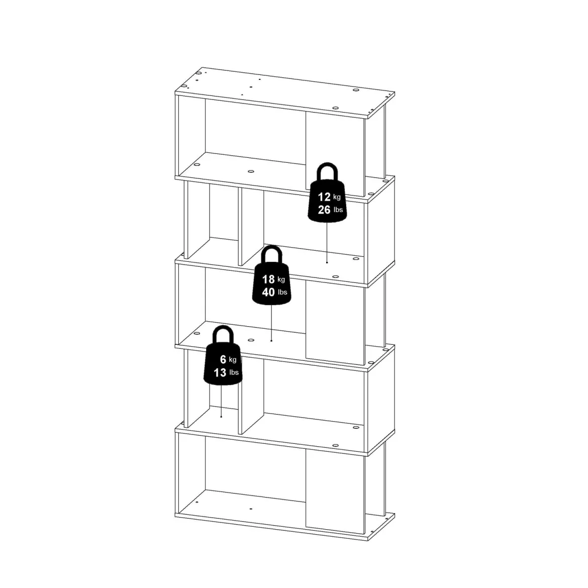 Libreria verticale quercia e nera 80x173h cm - Arg