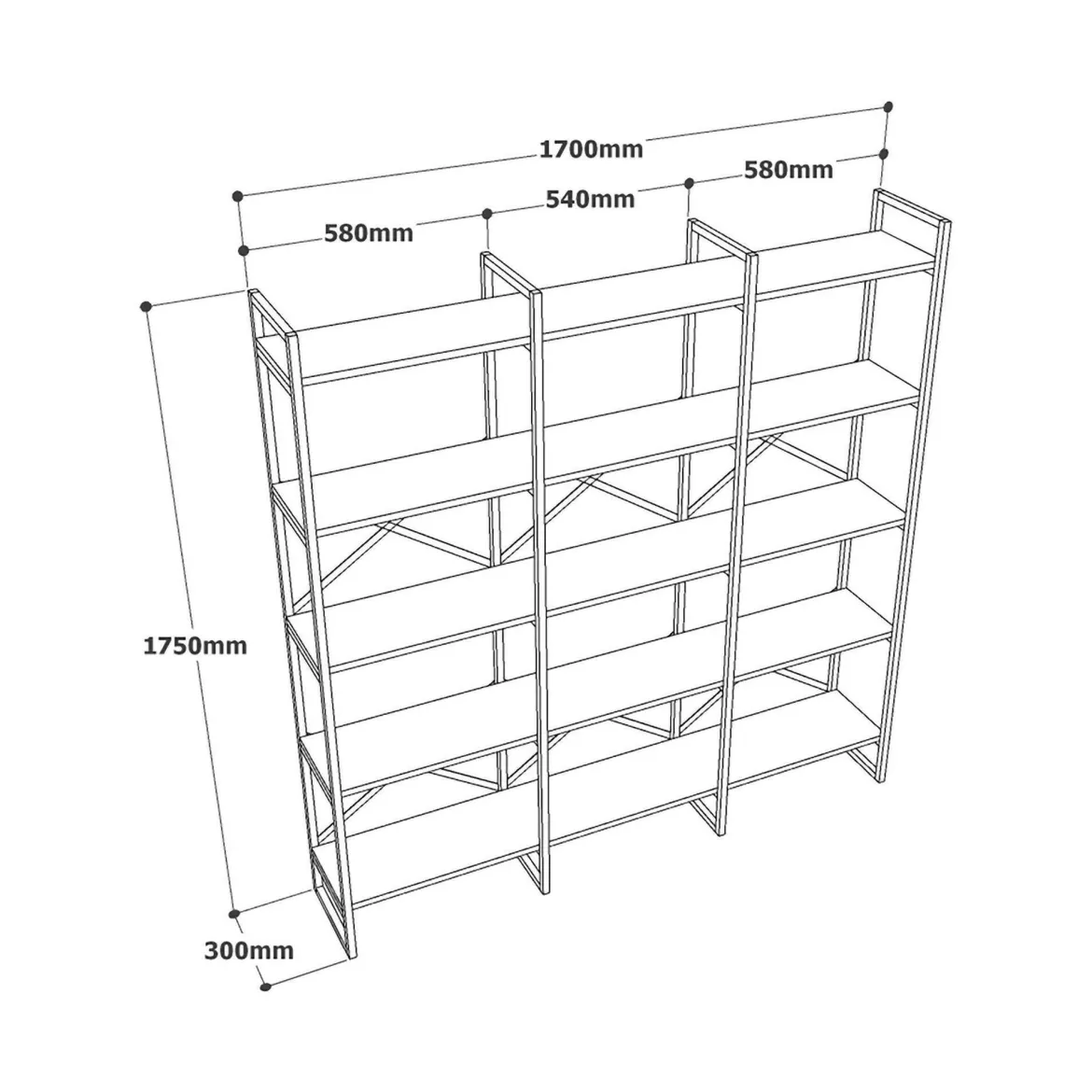 Libreria verticale quercia 47x221h cm - Pabuk
