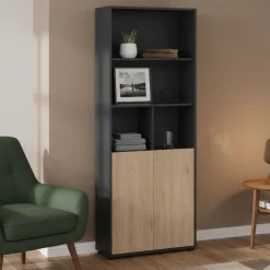 Libreria verticale rovere e grigia 79x204h cm - Arancio